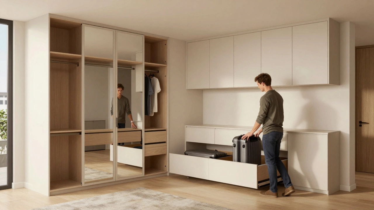 Compact apartment with smart built-in storage, maximizing space in a small home.