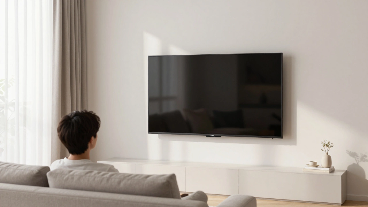 TV mounted at eye level for comfortable viewing