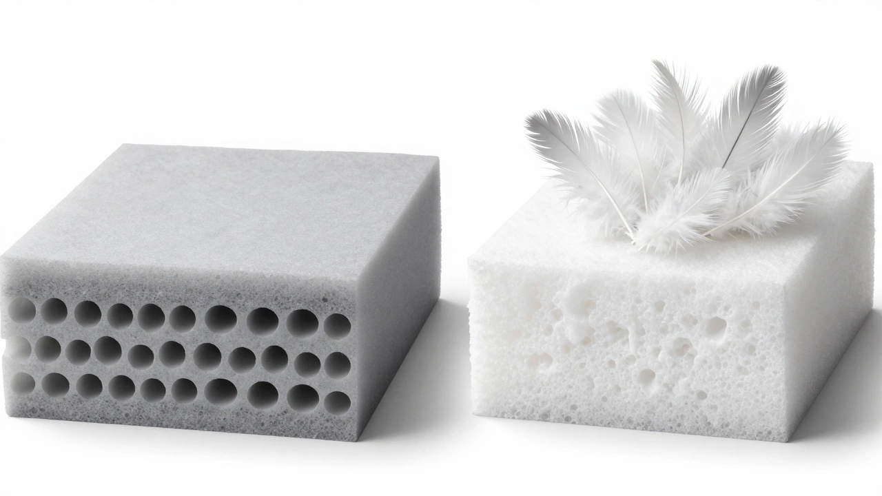 Cross-section comparison of low vs high density foam cushions