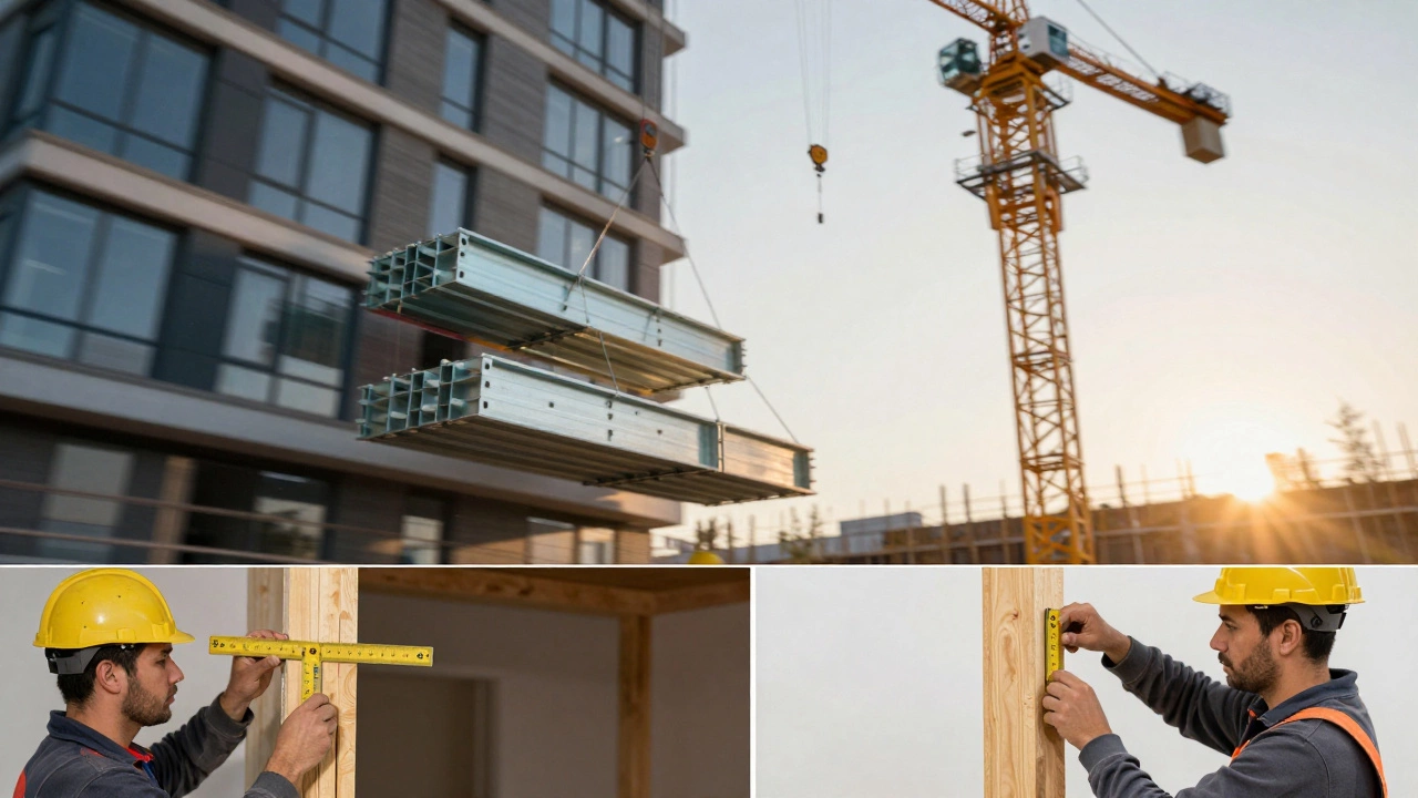 Fast-paced commercial steel assembly vs slow residential carpentry