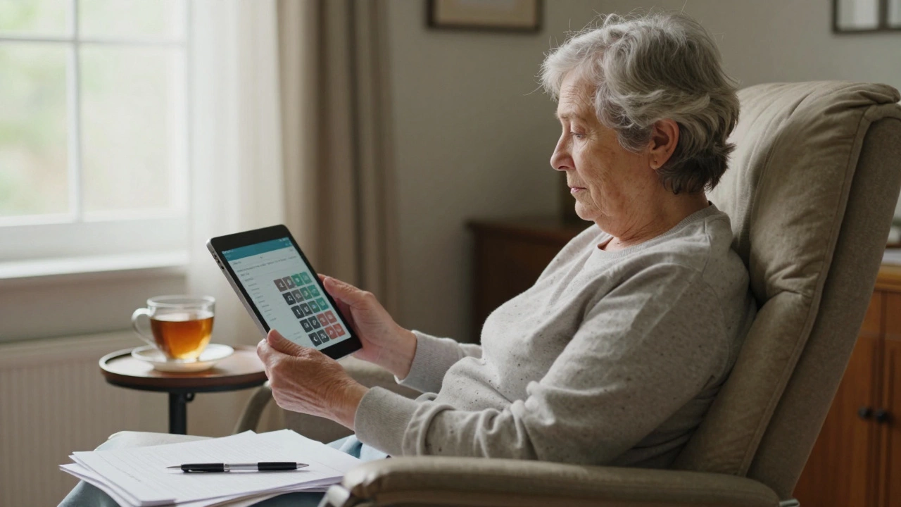 Senior calculating costs for lift chair at home