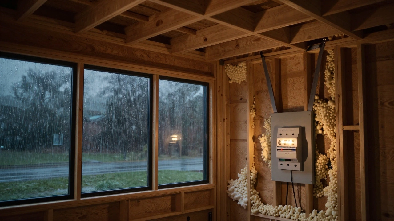 Storm-proof modern home interior showing insulation and safety features