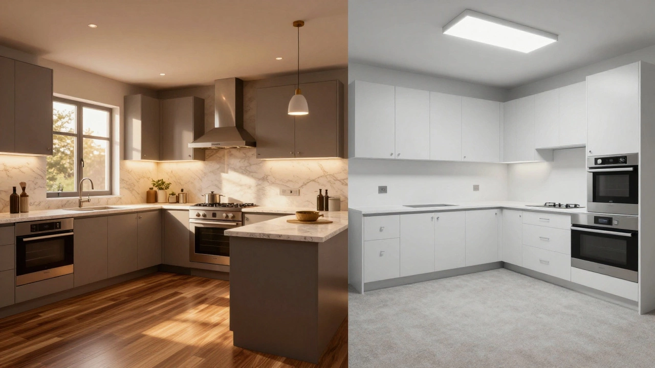 Comparison of luxury show home features versus standard new build specifications