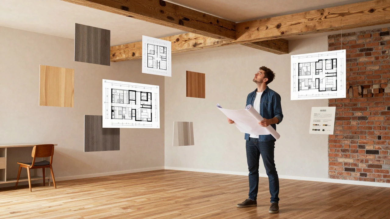 Designer solving layout issue in renovation site