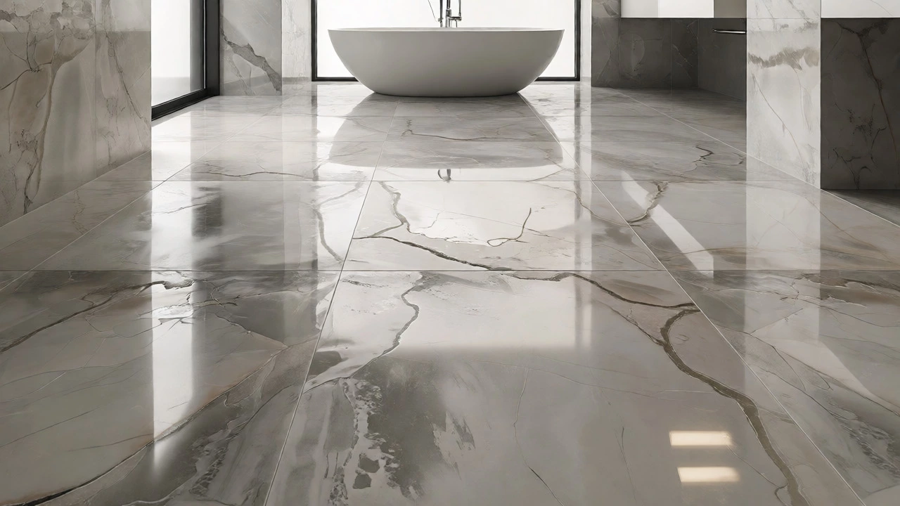 Luxury bathroom with large-format porcelain tiles