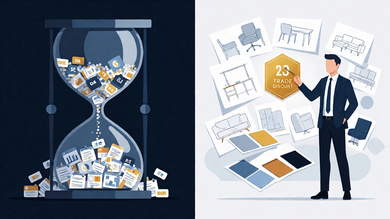 Conceptual art showing hidden design costs and trade discounts