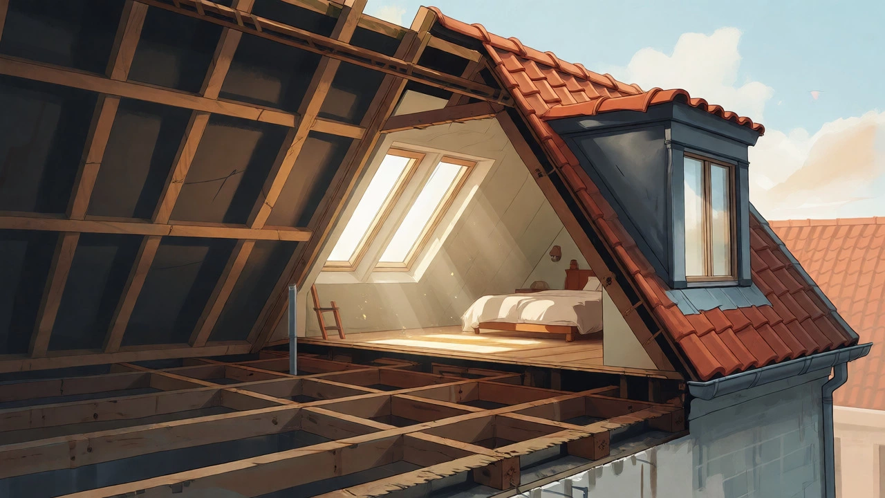 Cross-section of a loft conversion showing dormer windows and reinforced floors
