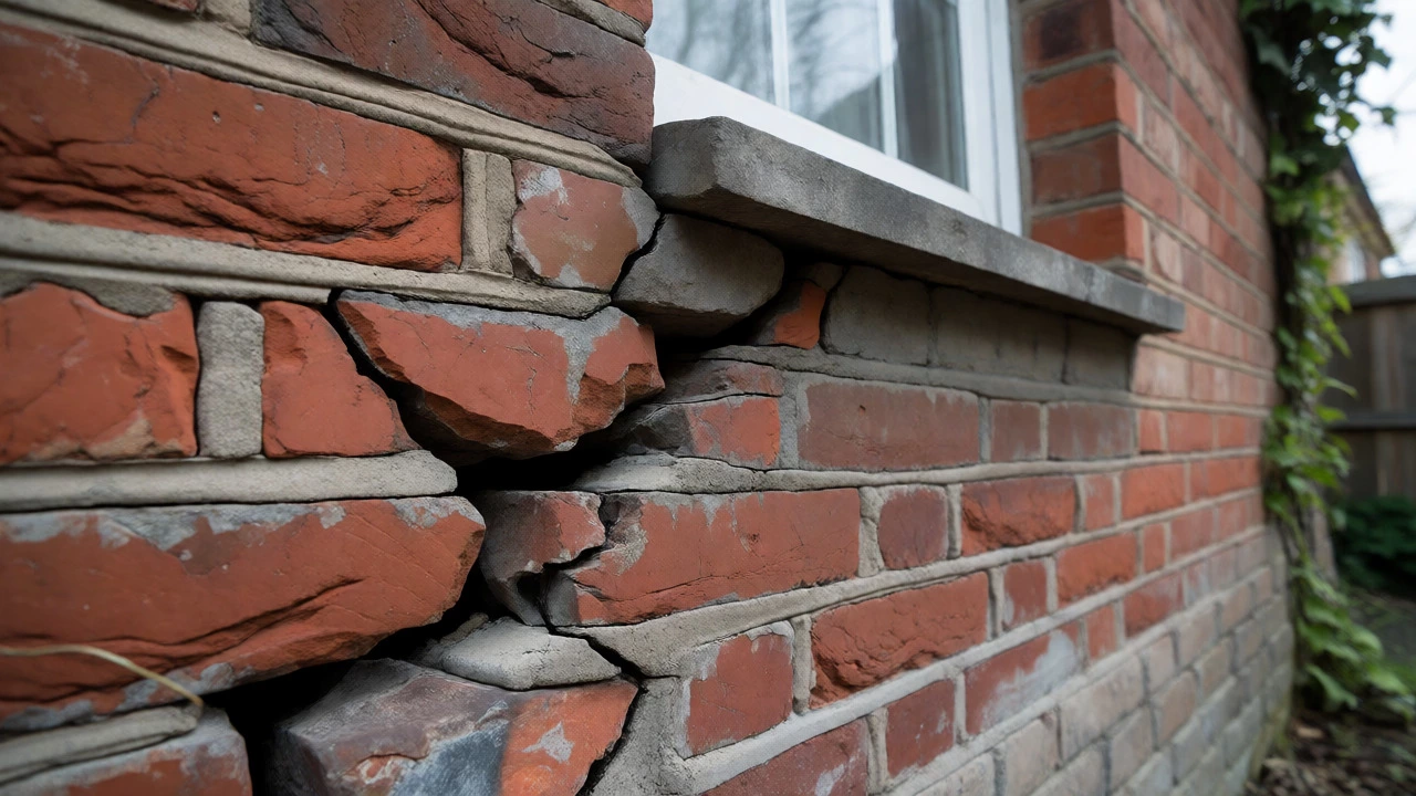 Stair-step cracks in brick exterior wall
